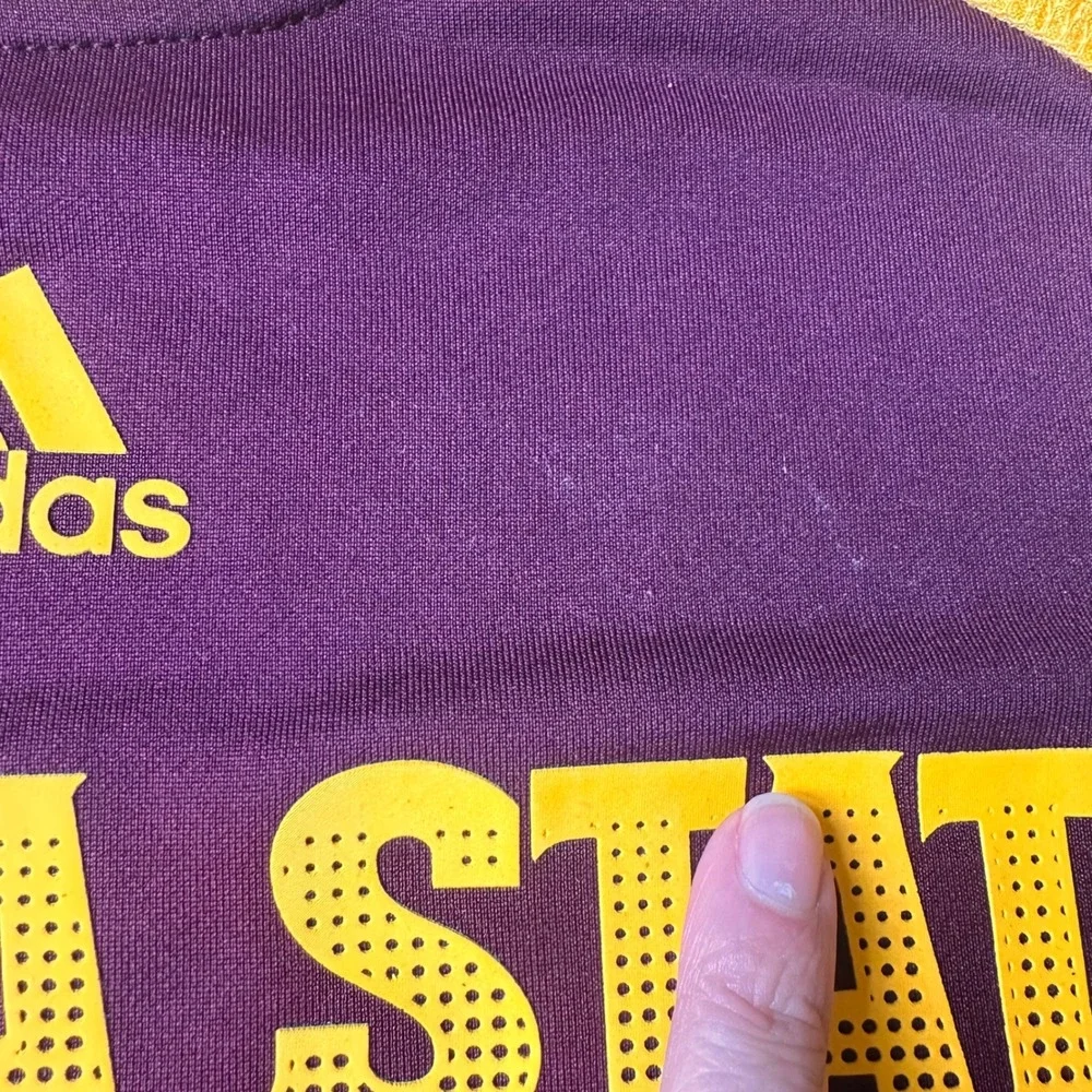 Adidas Arizona State Sun Devils Men XS Long Sleeve ClimaWarm Shirt Maroon Gold